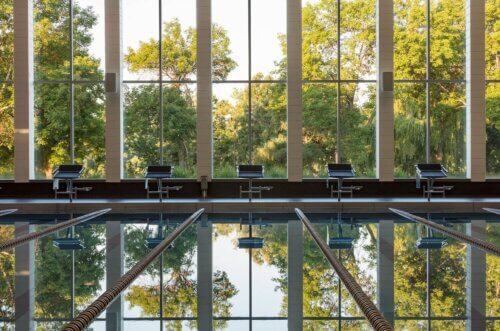 Eden Prairie Aquatics Center interior pool and view