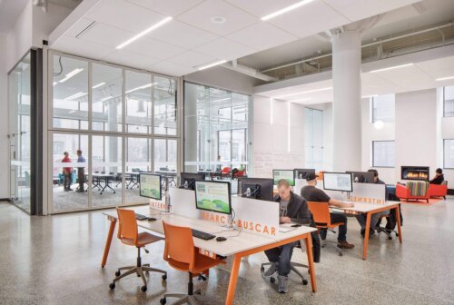 Mitchell Street Library interior desk area