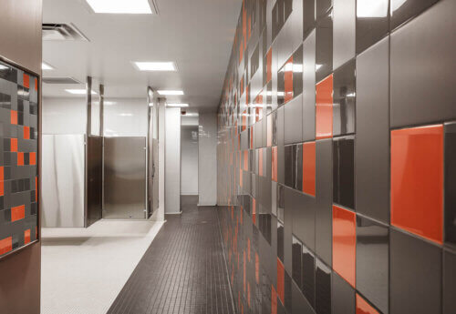 Eden Prairie Aquatics Center interior changing rooms