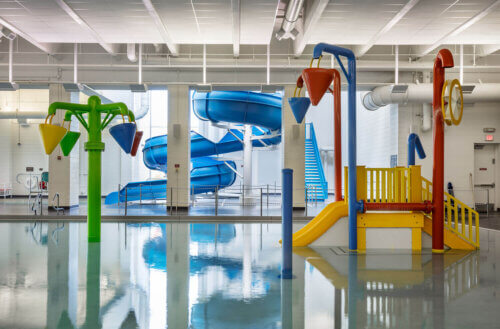 Eden Prairie Aquatics Center interior slides