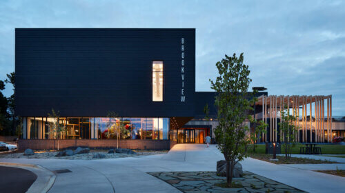 Brookview Community Center exterior night