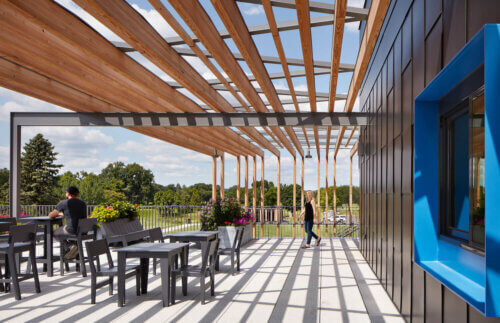 Brookview Community Center exterior rooftop patio