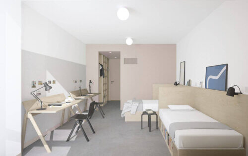 Hult International Business School Park Lobby Dorm View Pink