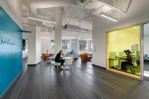 Cambridge College interior lounge and computer lab