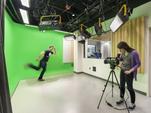Northeastern University - Digital Media Commons interior green room recording