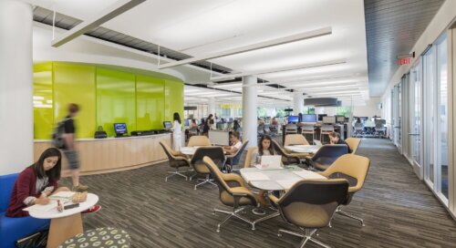 Northeastern University - Digital Media Commons interior study space