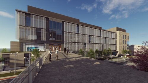 Lehigh University Health, Science and Technology Building Bridge view