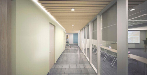 Boston University - Clinical Psychology rendering interior hallway