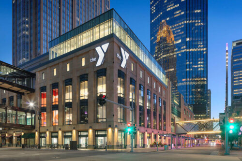 Douglas Dayton YMCA at Gaviidae exterior street view night