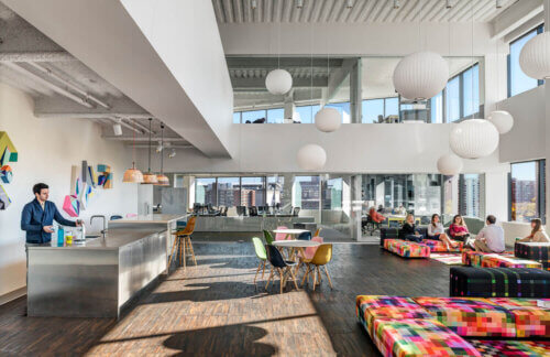 Education First North America Headquarters interior water station and lounge