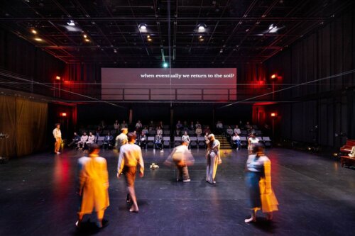 Macalester College, Janet Wallace Fine Arts Center interior black box theater play