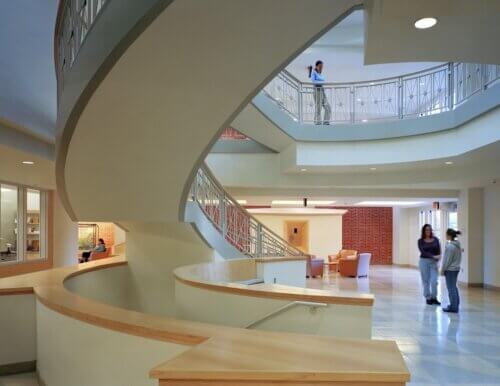 Hood College - Hodson Science & Technology Center interior staircase landing
