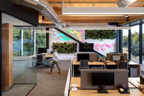 Workplace interior moving forward