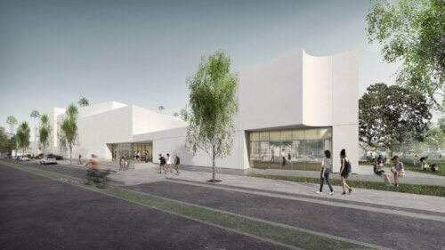John Adams Middle School Performing Arts Center exterior rendering Rehearsal