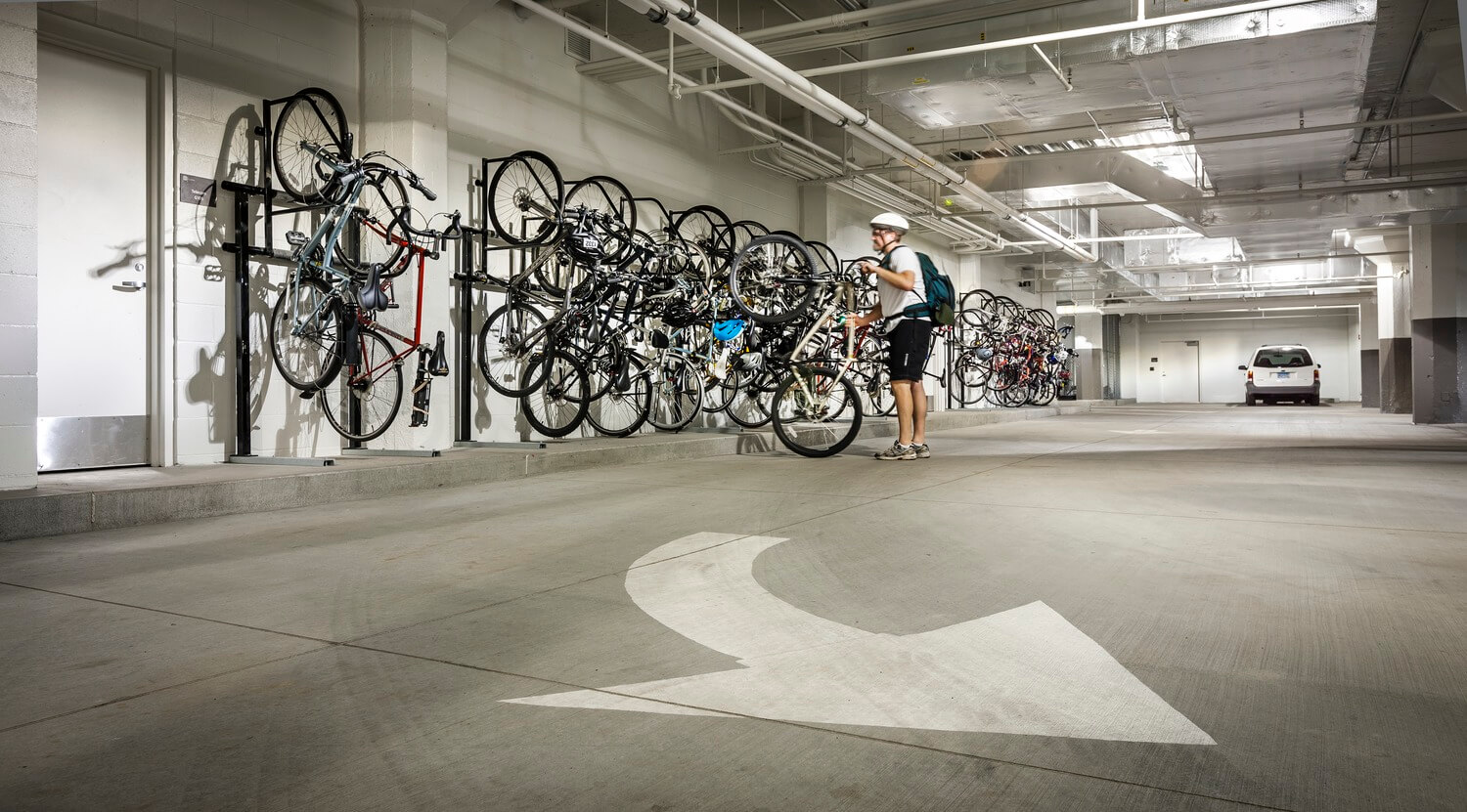 Bike parking in the Minneapolis office.