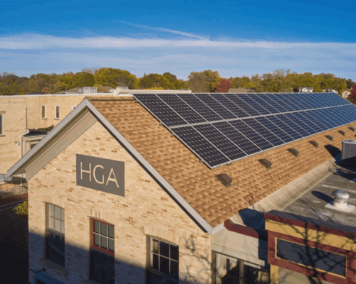 HGA Office in Madison, Wisconsin showcasing solar panels on roof
