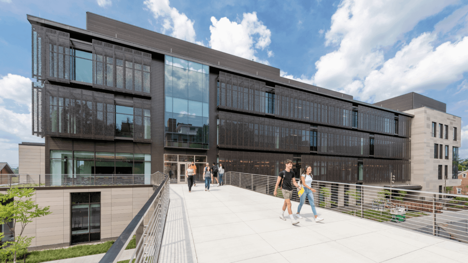 Students at Lehigh connecting bridge