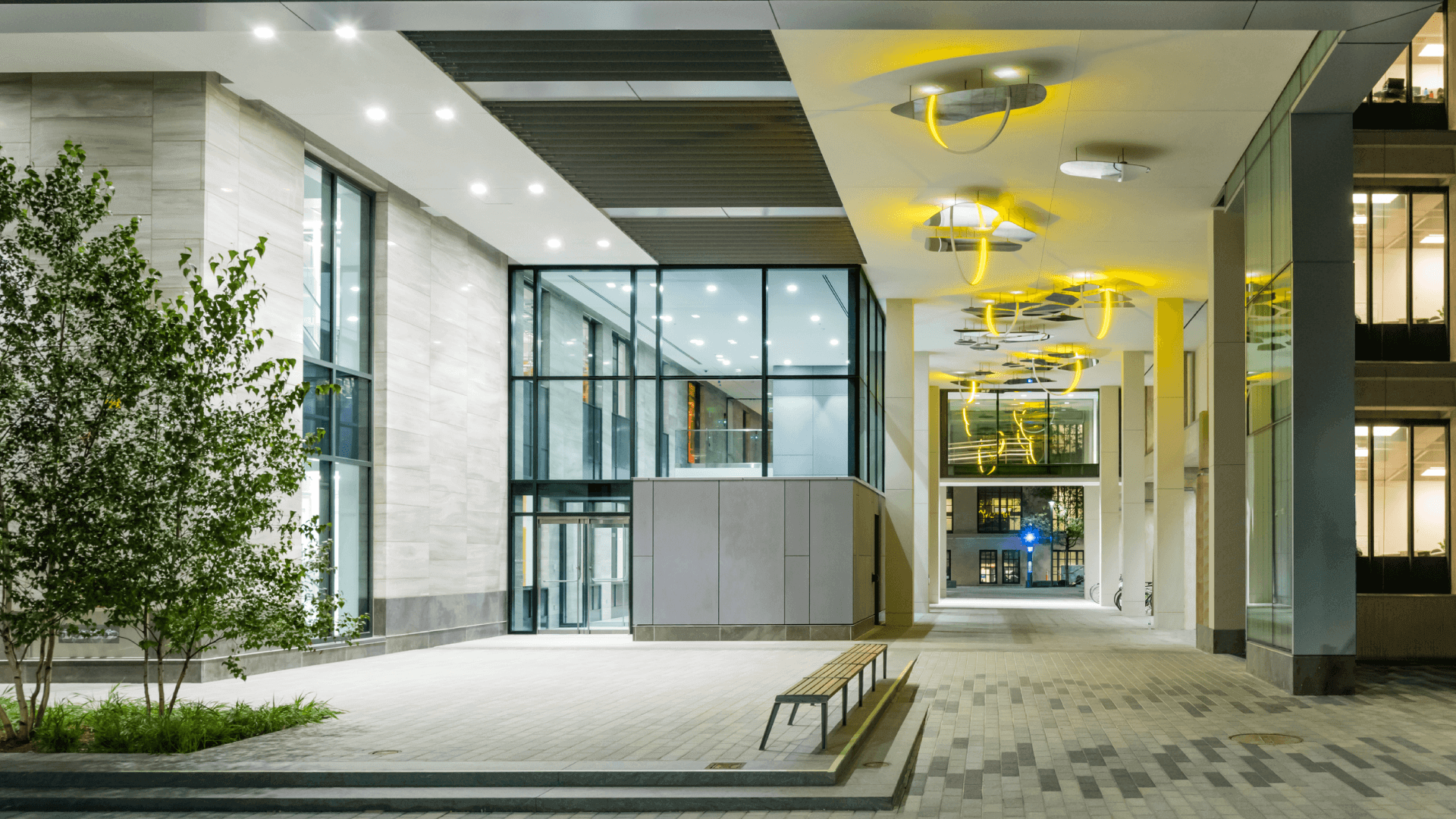 Northwest Passage by Olafur Eliasson, prominently located in the breezeway ceiling at the AIA COTE Top Ten Award-winning MIT-nano