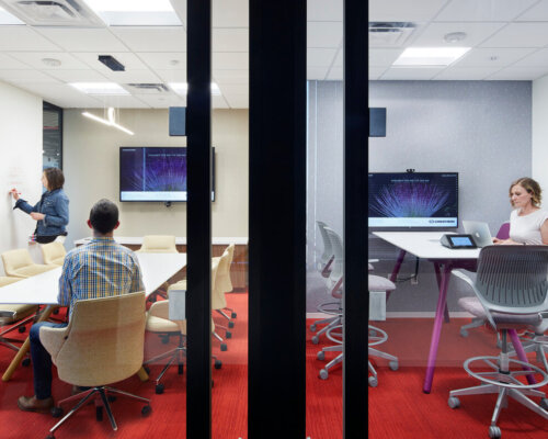 A room’s size and shape must accommodate various meeting functions with robust video conferencing capabilities